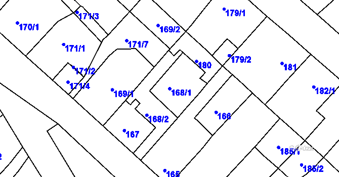Parcela st. 168/1 v KÚ Běhánky, Katastrální mapa