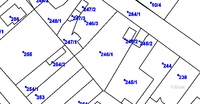 Parcela st. 246/1 v KÚ Běhánky, Katastrální mapa