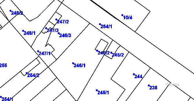 Parcela st. 246/2 v KÚ Běhánky, Katastrální mapa
