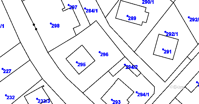 Parcela st. 296 v KÚ Běhánky, Katastrální mapa