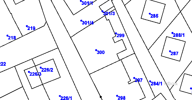 Parcela st. 300 v KÚ Běhánky, Katastrální mapa