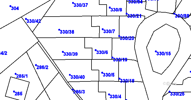 Parcela st. 330/6 v KÚ Běhánky, Katastrální mapa