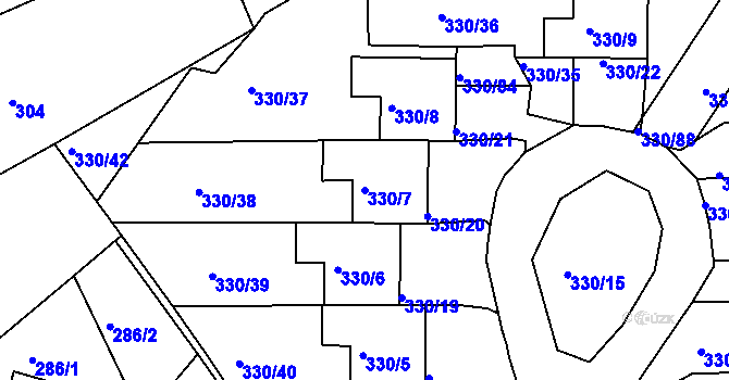 Parcela st. 330/7 v KÚ Běhánky, Katastrální mapa