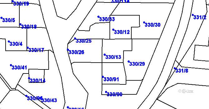 Parcela st. 330/13 v KÚ Běhánky, Katastrální mapa