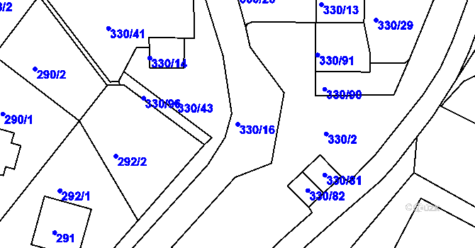 Parcela st. 330/16 v KÚ Běhánky, Katastrální mapa