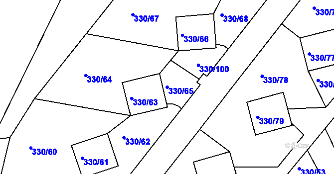 Parcela st. 330/65 v KÚ Běhánky, Katastrální mapa
