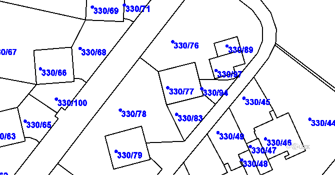 Parcela st. 330/77 v KÚ Běhánky, Katastrální mapa