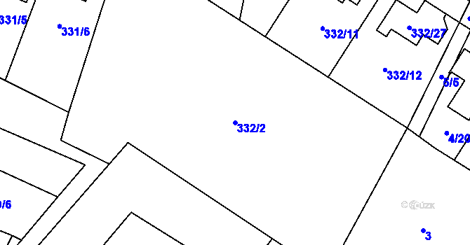 Parcela st. 332/2 v KÚ Běhánky, Katastrální mapa