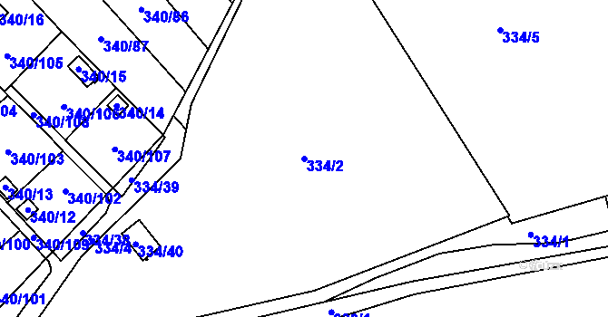 Parcela st. 334/2 v KÚ Běhánky, Katastrální mapa