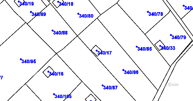 Parcela st. 340/17 v KÚ Běhánky, Katastrální mapa