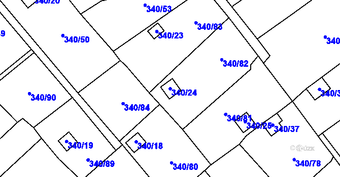 Parcela st. 340/24 v KÚ Běhánky, Katastrální mapa