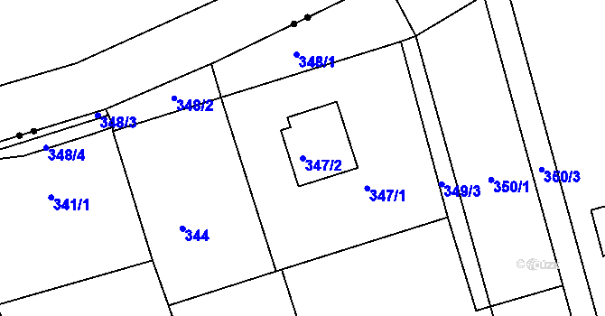 Parcela st. 347/2 v KÚ Běhánky, Katastrální mapa