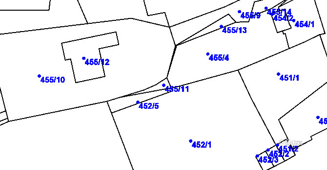 Parcela st. 455/11 v KÚ Běhánky, Katastrální mapa