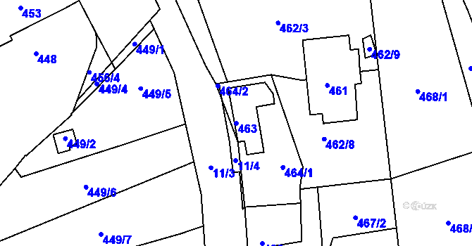Parcela st. 463 v KÚ Běhánky, Katastrální mapa