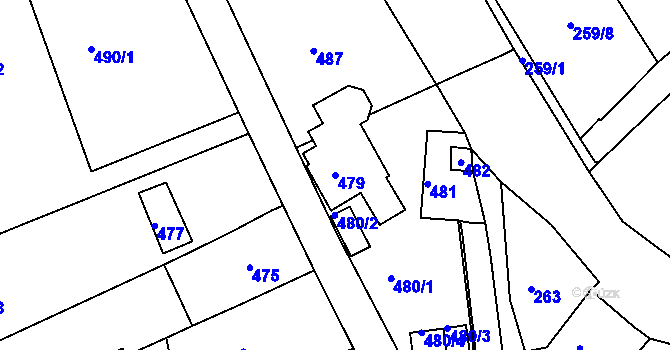 Parcela st. 479 v KÚ Běhánky, Katastrální mapa