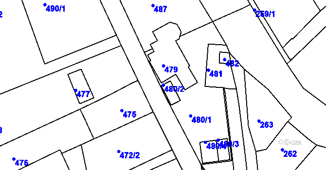 Parcela st. 480/2 v KÚ Běhánky, Katastrální mapa