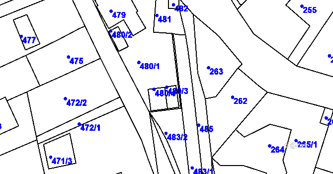 Parcela st. 480/3 v KÚ Běhánky, Katastrální mapa