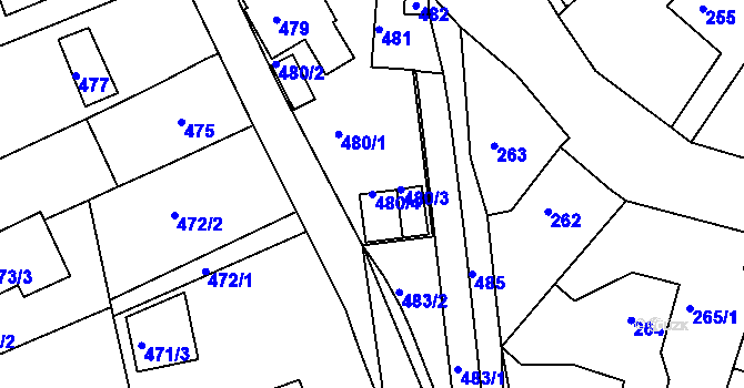 Parcela st. 480/4 v KÚ Běhánky, Katastrální mapa