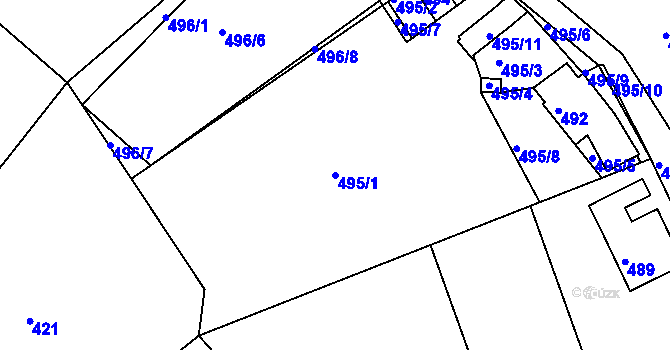 Parcela st. 495/1 v KÚ Běhánky, Katastrální mapa