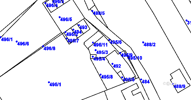 Parcela st. 495/3 v KÚ Běhánky, Katastrální mapa