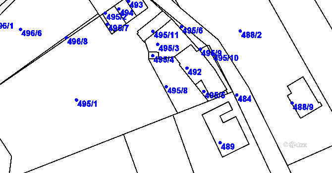Parcela st. 495/8 v KÚ Běhánky, Katastrální mapa