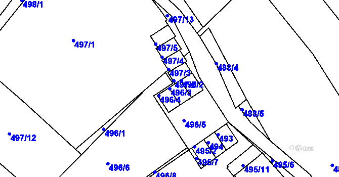 Parcela st. 496/3 v KÚ Běhánky, Katastrální mapa