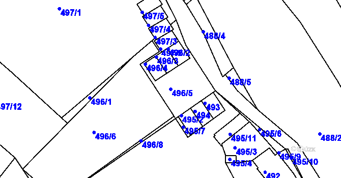 Parcela st. 496/5 v KÚ Běhánky, Katastrální mapa