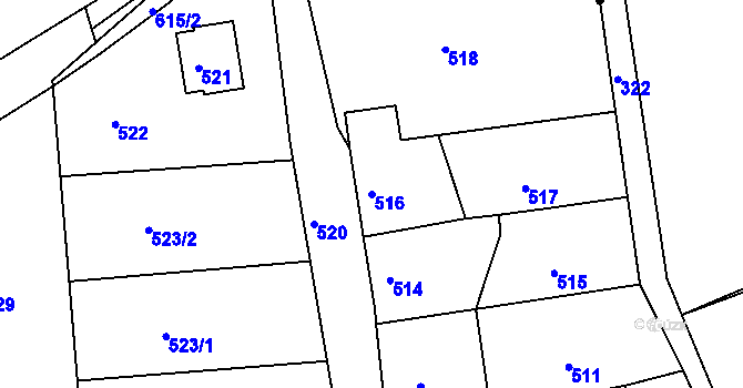 Parcela st. 516 v KÚ Běhánky, Katastrální mapa