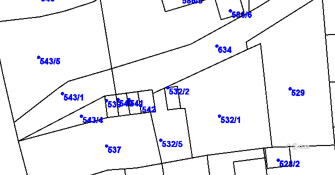 Parcela st. 532/2 v KÚ Běhánky, Katastrální mapa