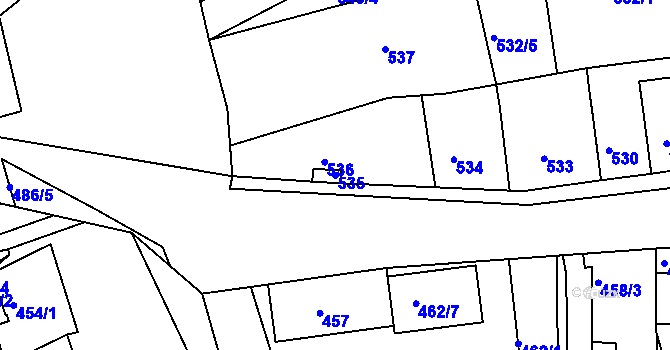 Parcela st. 535 v KÚ Běhánky, Katastrální mapa