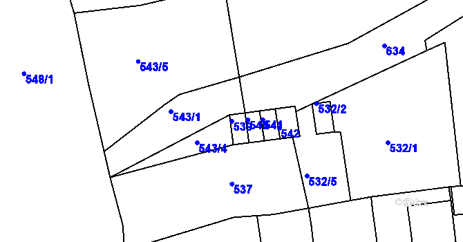 Parcela st. 539 v KÚ Běhánky, Katastrální mapa