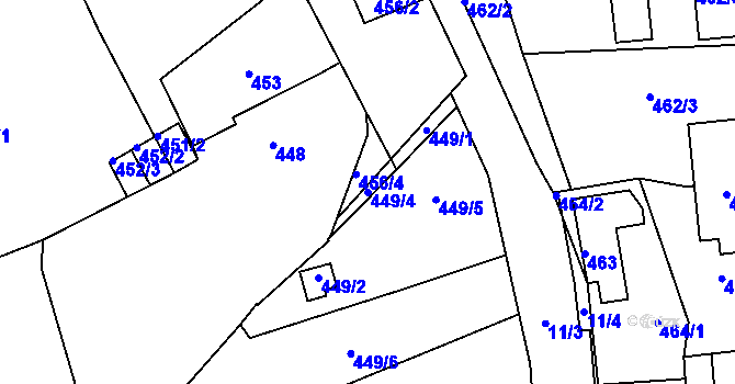 Parcela st. 449/4 v KÚ Běhánky, Katastrální mapa