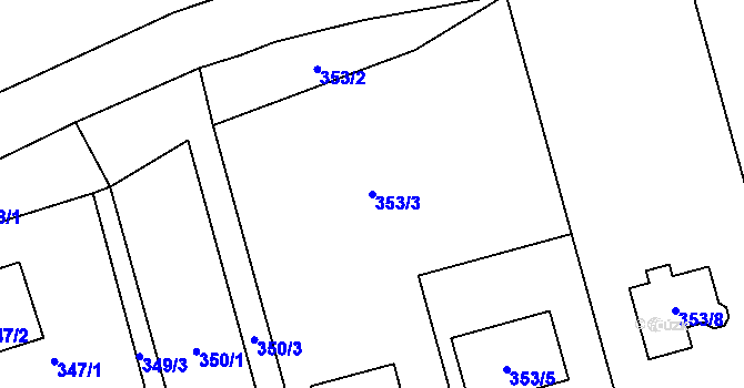 Parcela st. 353/3 v KÚ Běhánky, Katastrální mapa