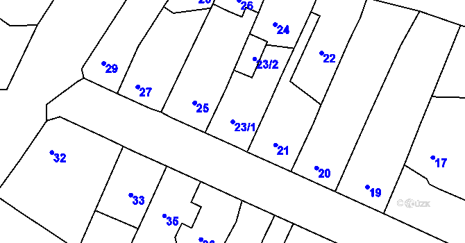 Parcela st. 23/1 v KÚ Běhánky, Katastrální mapa