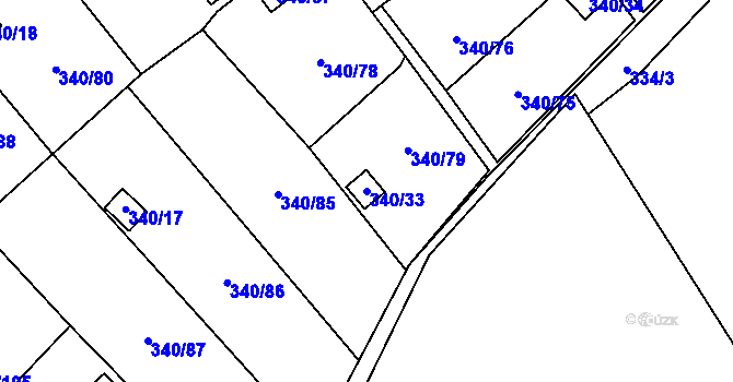 Parcela st. 340/33 v KÚ Běhánky, Katastrální mapa