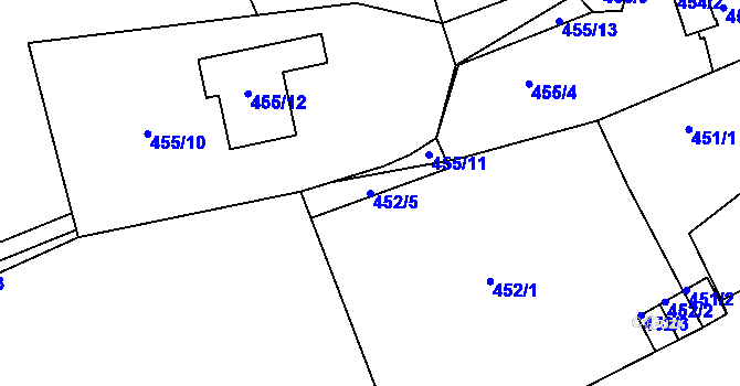 Parcela st. 452/5 v KÚ Běhánky, Katastrální mapa