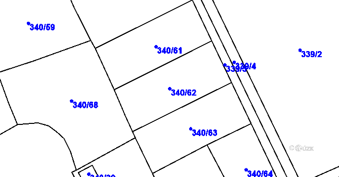 Parcela st. 340/62 v KÚ Běhánky, Katastrální mapa