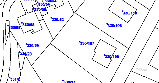 Parcela st. 330/107 v KÚ Běhánky, Katastrální mapa