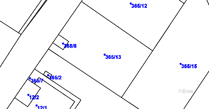 Parcela st. 365/13 v KÚ Běhánky, Katastrální mapa