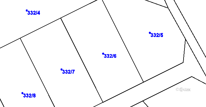 Parcela st. 332/6 v KÚ Běhánky, Katastrální mapa