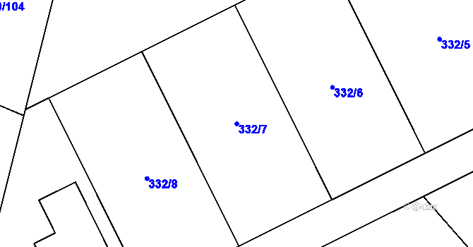 Parcela st. 332/7 v KÚ Běhánky, Katastrální mapa