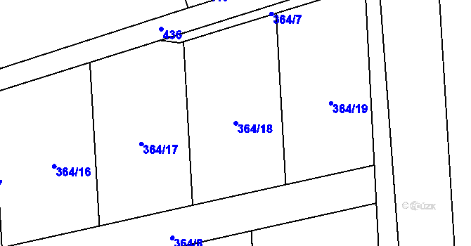 Parcela st. 364/18 v KÚ Běhánky, Katastrální mapa