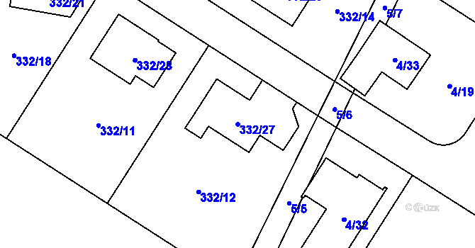 Parcela st. 332/27 v KÚ Běhánky, Katastrální mapa