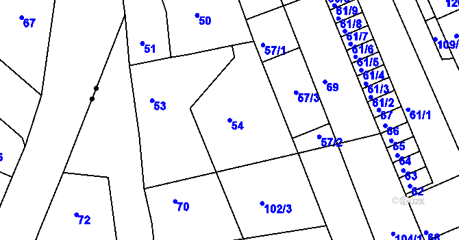 Parcela st. 54 v KÚ Drahůnky, Katastrální mapa
