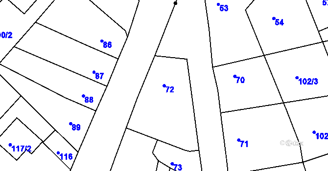 Parcela st. 72 v KÚ Drahůnky, Katastrální mapa