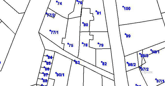 Parcela st. 78 v KÚ Drahůnky, Katastrální mapa