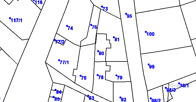 Parcela st. 80 v KÚ Drahůnky, Katastrální mapa
