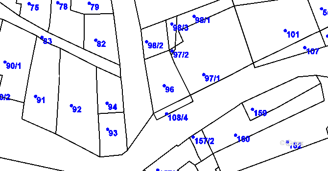 Parcela st. 96 v KÚ Drahůnky, Katastrální mapa