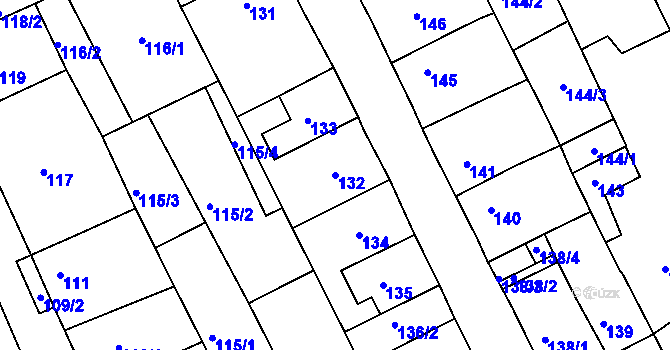 Parcela st. 132 v KÚ Drahůnky, Katastrální mapa