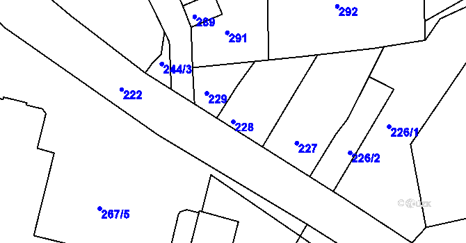 Parcela st. 228 v KÚ Drahůnky, Katastrální mapa
